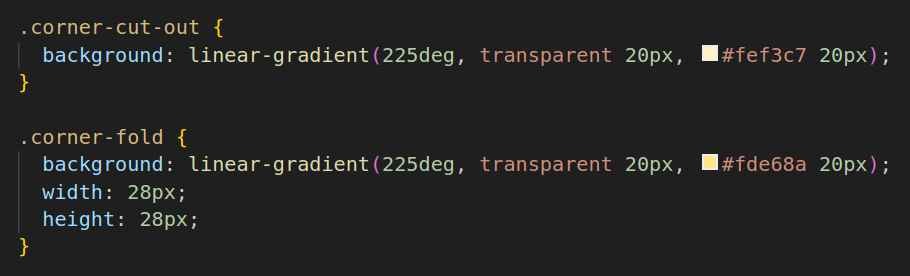 CSS code of corner fold