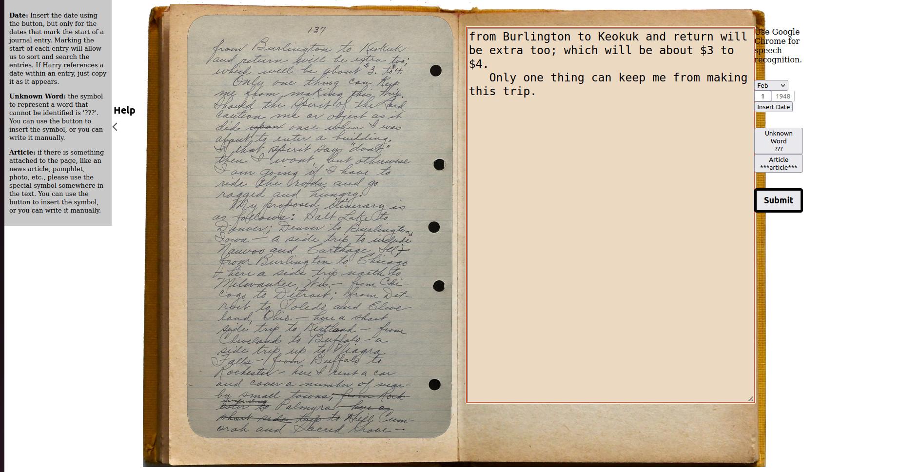 Journal Transcription Assistant